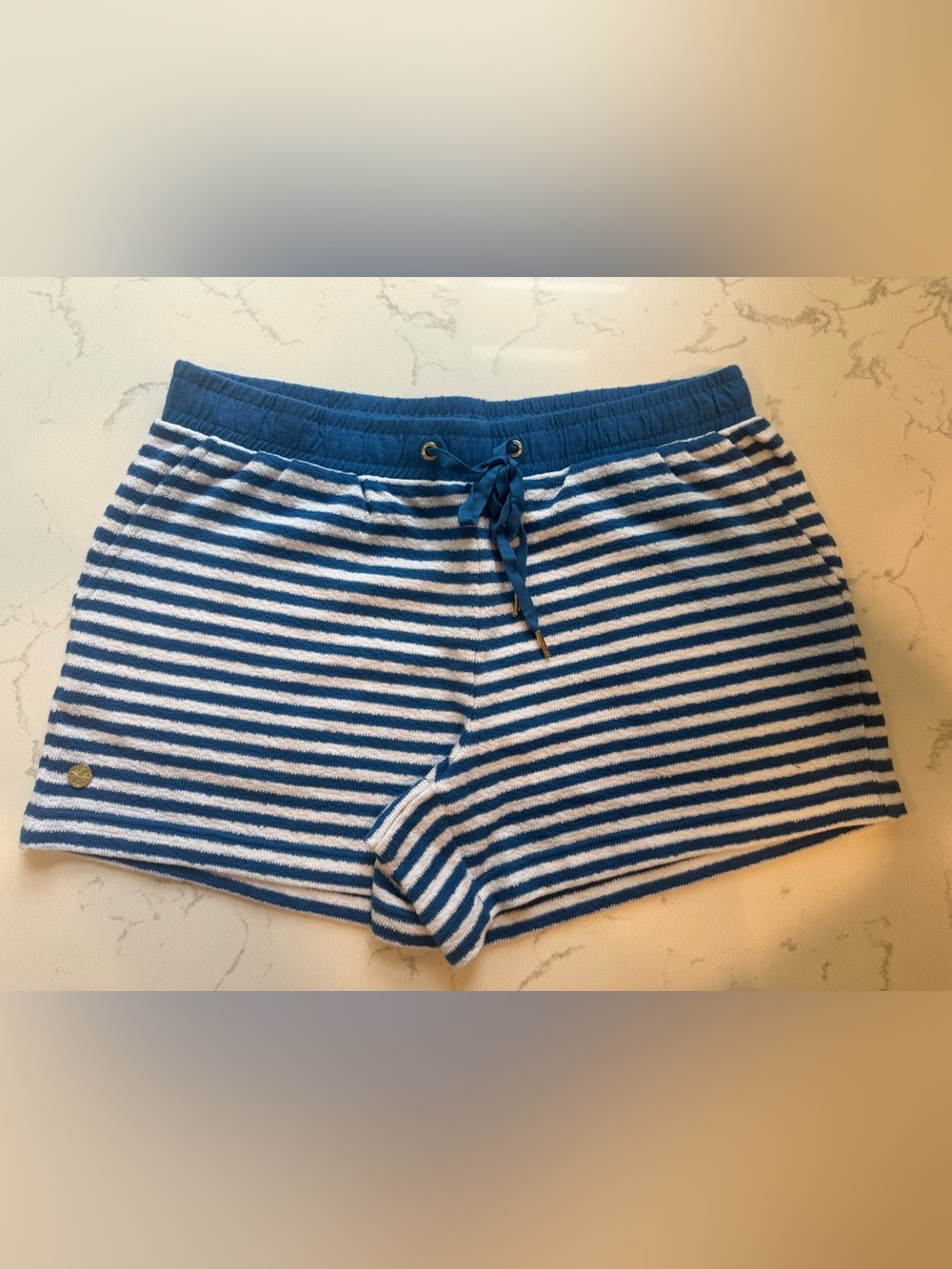 Lilly Pulitzer Blue and White Striped Women's Athletic Shorts